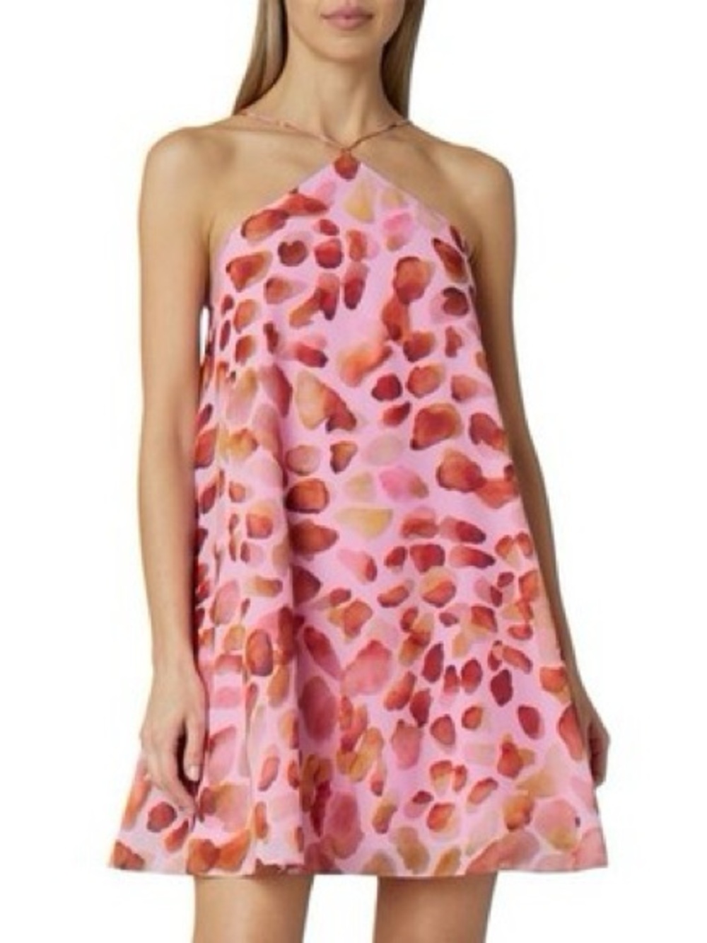 Billie Pink Watercolor Leopard Halter Dress